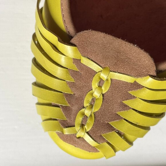 Anthro Schuler & Sons Chartreuse Retro Nouvelle Heels With Woven Front Detail & - Picture 3 of 9